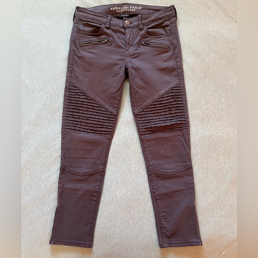 American Eagle Outfitters Moto Style Dark Gray Cropped Jegging